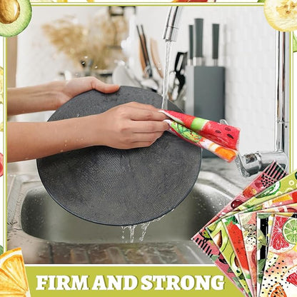36 Pack Fruit Reusable Cleaning Cloths Washable Cotton Kitchen Towels for Home (Fresh Color)