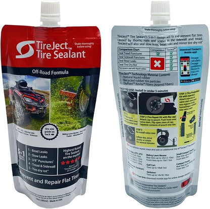 TireJect Off-Road 5-in-1 Flat Tire Protection Kit with Sealant Injector (30oz Golf Cart Kit)