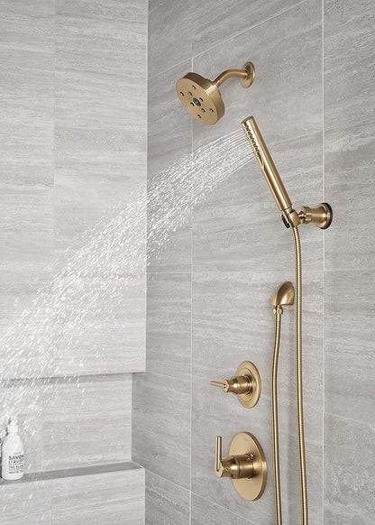 DELTA FAUCET Trinsic Single Spray Wall-Mount Hand Shower, Hand Held Shower with Hose, Gold Handheld Shower Head, Hand Shower, Handheld Shower, Champagne Bronze 5585-CZ
