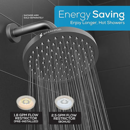SparkPod Shower Head - High Pressure Rain - Premium Quality Luxury Design - Easy Clean Adjustable Replacement for Your Bathroom Shower Heads (Vintage Oil Rubbed Bronze, 8 Inch Square)