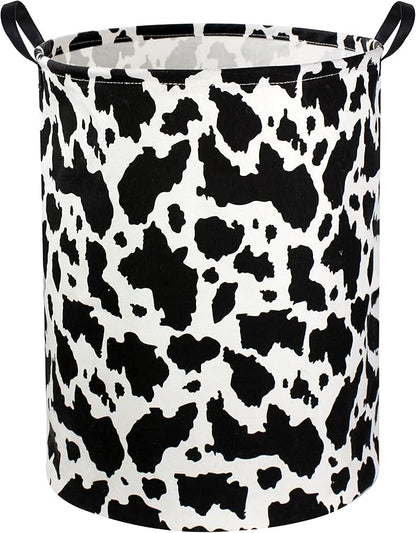 Cow Print Laundry Basket Baby Nursery Clothes Hamper Collapsible Toy Storage Bin Organizer with Handles for Kids,Boys and Girls Room Decor(Cow)