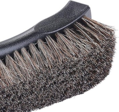 JSCARLIFE Long Bristle Horse Hair Leather Cleaning Brush, Heavy Duty Scrub Brush for Car Interiors, Furniture, Carpet, Sneakers, Boots, and More