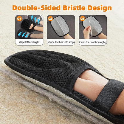 Pet Hair Removal Gloves, Electrostatic Hair Remover for Dogs and Cats, Upgraded Five-Finger Reusable and Washable Pet Hair Removal Tool, Pet Hair Gloves for Laundry, Couch, Carpet, Car Seat and Bed