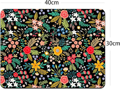 Dish Drying Mat for Multiple Usage. Super Absorbent, Easy clean, Quick dry, Cocina Accesorios for Kitchen Counter or Faucet Sink, Coffee bar, Refrigerator or Air fryer liners, 2 Pack wildflowers