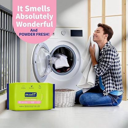 80CT Dryer Sheets Powder Fresh Plant Based Formula Fabric Softener sheets for Laundry Long Lasting Fragrance 9.05 x6.29IN