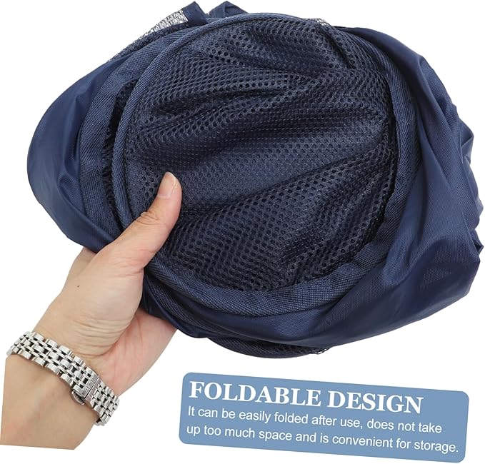 PRETYZOOM Foldable Mesh Laundry Basket with Handles Large Clothes Hamper for Bedroom Bathroom Nursery and Living Storage Convenient Portable Laundry Organizer