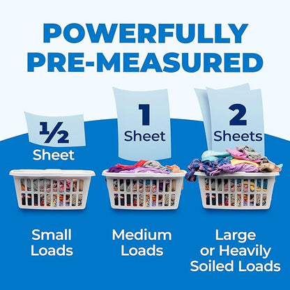 ARM & HAMMER 5in1 Power Sheets Laundry Detergent, Free & Clear, 50 Count, up to 100 Small Loads