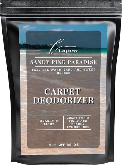 Lapew Sandy Pink Paradise Carpet Deodorizer Powder - Pet Safe Freshener for Vacuuming | Scented Odor Eliminator for Home | 36 oz