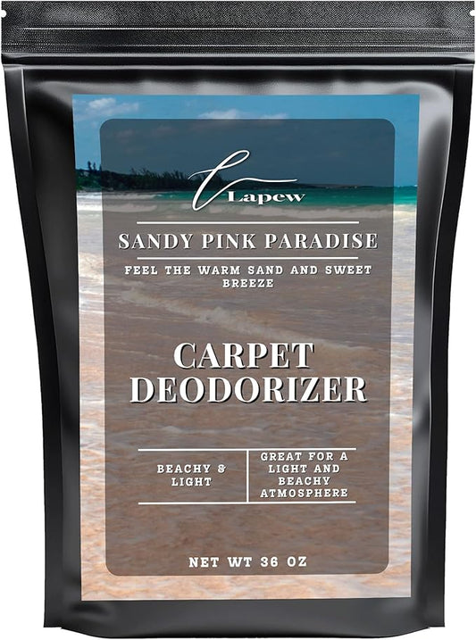 Lapew Sandy Pink Paradise Carpet Deodorizer Powder - Pet Safe Freshener for Vacuuming | Scented Odor Eliminator for Home | 36 oz