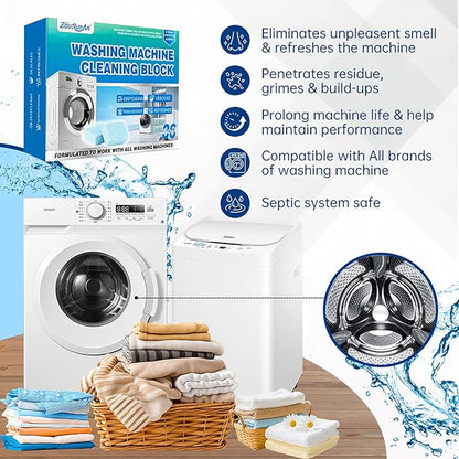 36 Pack Washing Machine Cleaner Descaler Tablets-18-Month Supply, Deep Cleaning Descaler for Front & Top Load Washers, Deodorizer, Mold & Limescale, Septic Safe, Compatible with All Brands