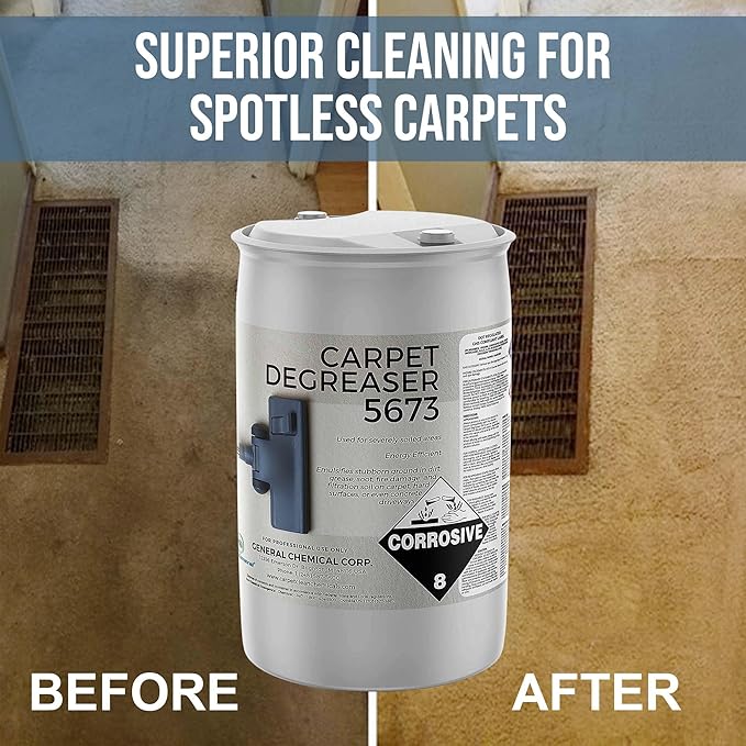 Professional Carpet Degreaser - Heavy Duty Spot Cleaning Liquid - Ultimate Clean Product for Carpet, Car Upholstery, Stain Removal - Superior Cleaning for Spotless Rug, 55 Gallon Drum
