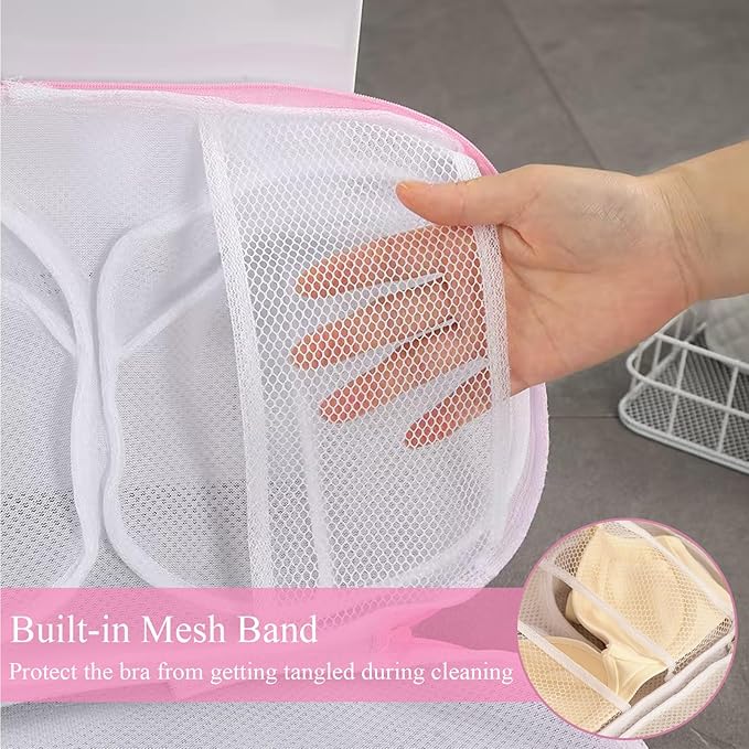 Large Bra Laundry Bags for Washing Machine, 2 Pack Brassiere Wash Bags for Laundry, Lingerie Bag for Washing Delicates, Bra Washer Protector (pink 2 pack)