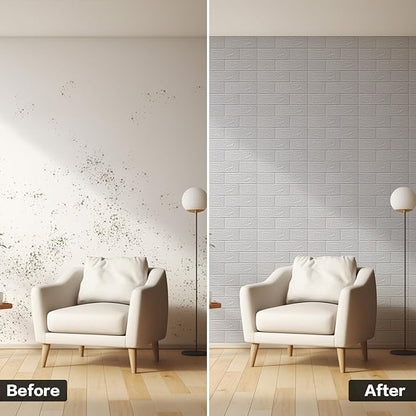 30PCS 3D Wall Panels Peel and Stick Foam, Self-Adhesive Decorative 3D Brick Wallpaper Wall Covering, Faux Stone Wall Panel Foam Brick for Living Room, Kitchen, Bathroom