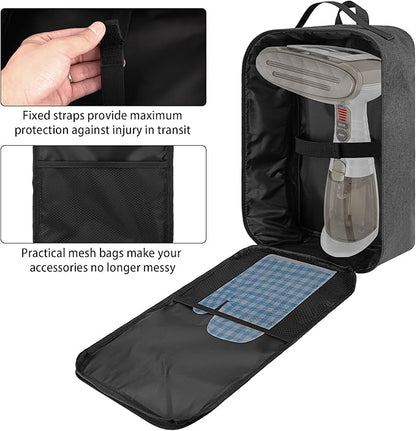 Outdoor Portable Steamer Storage Bag Compatible with Conair Hand-held Clothes Steamer, Heavy Fabric Bag with Wrist, Dark Grey (Bag Only)
