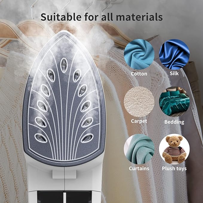 HOMETOP Professional Handheld Steamer, Garment Steamer Iron for Clothes, 1300W 40s Rapid Even Heat Ceramic Coated Soleplate, Portable Steamer Iron for Home and Travel (Silver)