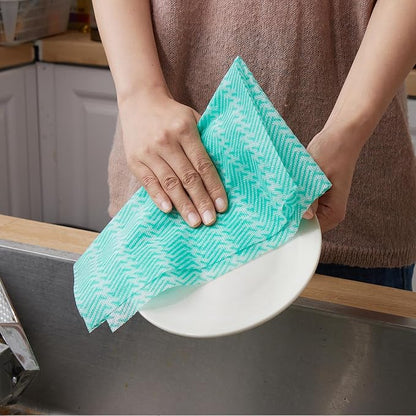 Handi Wipes Reusable Cloths Disposable Cleaning Towels Dry Kitchen Wipes Reusable Dish Towel Washcloths Dry Fast Multi-Purpose Heavy Duty Towels, Thick and Absorbnet 50 Count/Pack, Green (Green50)