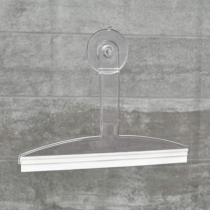 iDesign 22300 Plastic Plastic Suction Squeegee with Storage Hook Shower, Window, and Mirror Accessory for Master, Guest, Kids' Bathroom Cleaning, 12" x 10", Clear
