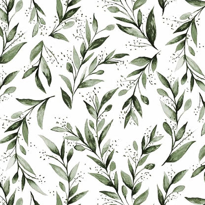 Livebor Green Leaf Wallpaper Peel and Stick Olive Leaf Contact Paper 17.7inch x 196.8inch Green Peel and Stick Wallpaper Modern Farmhouse Wall Paper for Bathroom Neutral Sage Decorative Vinyl