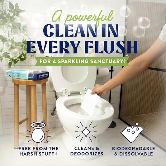 Cleancult Toilet Bowl Cleaner Sheets - Dissolvable, Septic Safe, Effective Cleaning, Removes Stains & Rings, Cleans & Deodorizes - 32 Uses - Fresh Lemon Scent - Plastic-Free Packaging,(Pack of 2)