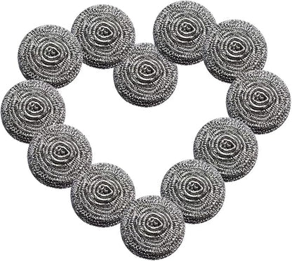 12Pcs Steel Wool Scrubber - Steel Wool for Cleaning Dish Pots Pans Grills Stainless Steel Scrubber for Kitchen Sinks Cleaning Steel Wool Pads Metal Scrubber