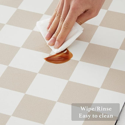Ohocut Checkered Dish Drying Mat for Kitchen Counter, Coffee Bar Station Accessories, Retro Cute Aesthetic Modern Absorbent Drainer Mat Kitchen Drying Mat Easy Clean, Beige 16" x 24"