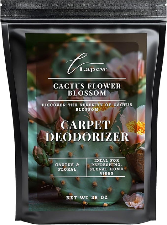 Lapew Cactus Flower Carpet Deodorizer Powder - Pet Safe Freshener for Vacuuming | Scented Odor Eliminator for Home | 36 oz