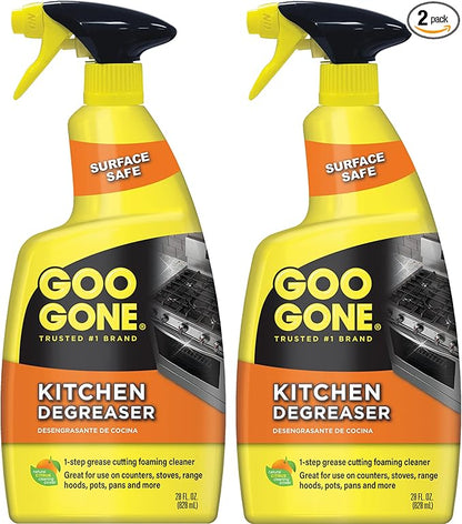 Goo Gone Foaming Kitchen Degreaser- Removes Baked-On Food, Grease, Splatter and Grime, 2 PACK 28 oz