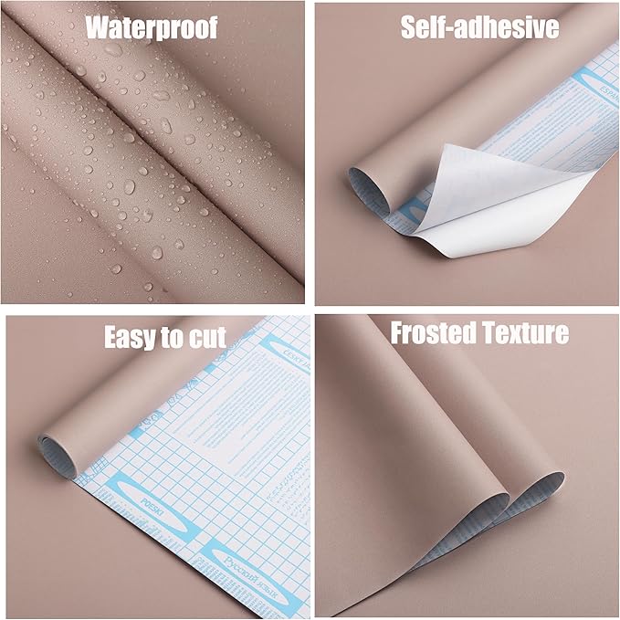 HeloHo 394"X15.7" Solid Meat Pink Wallpaper Matte Textured Contact Wallpaper Peel and Stick Modern Self Adhesive Removable Waterproof Paper for Living Room Bedroom Decor
