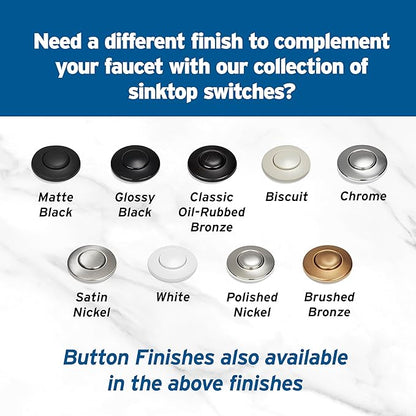 InSinkErator Garbage Disposal Air Switch Kit, Dual Outlet Sink Top Switch Button for All InSinkErator Food Waste Disposer Models, Satin Nickel STS-OOSN