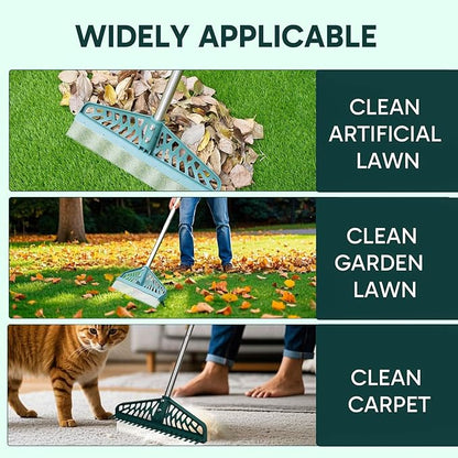 Artificial Grass Rake Innovative Double Sided Turf Rake, 60-Inch Adjustable Handle for Cleaning and Fluffing Artificial Turf, Lawns, Carpets, Patios – Removes Leaves, Pet Hair & Debris