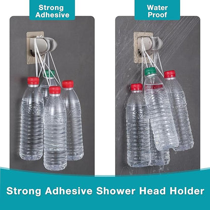 Handheld Shower Head with on off Switch&Built-in Power Spray,7-Setting High Pressure Shower Wand with 79in Long Hose&Bracket and Extra Adhesive Shower Holder for Lower Mount,Brushed Nickel