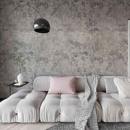 48"×354" Extra Wide Large Size Grey Concrete Wallpaper Peel and Stick Industrial Cement Wall Paper Matte 3D Brown Beige Vinyl Concrete Contact Paper for Countertops Wall Covering for Bedroom Bathroom