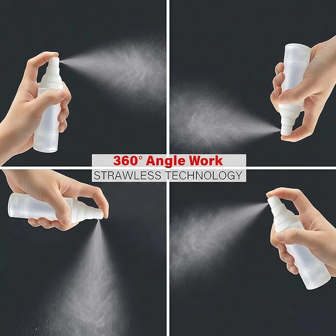 1.7oz/50ml-Small Spray Bottle 360° Angle Work, Portable Refillable Leak Proof Travel Mini Spray Bottle.For Perfume Toner Hair spray Facial Moisturizing 【1.7oz/50ml-(Pack of 3) & Spary Bottle】