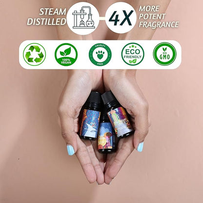 Folkulture Essential Oils Set for Diffuser | Pack of 3 Exotic Aromatherapy Oils | Oud Rose, Oud Tobacco & Amber Scents | Home Fragrance Gift Set for Relaxation & Eid Gifts | Arabian Nights