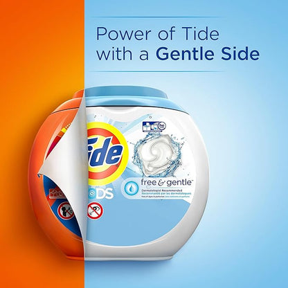 Tide PODS Free and Gentle, Laundry Detergent Soap PODS, HE, 96 Count - Unscented and Hypoallergenic for Sensitive Skin, Free and Clear of Dyes and Perfumes