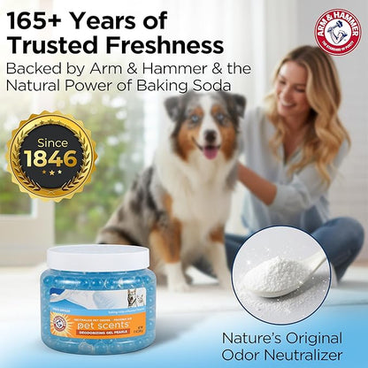 Arm & Hammer for Pets Air Care Pet Scents Deodorizing Gel Beads, Pet Odor Eliminator for Rooms Closets and Small Spaces with Long Lasting Odor Control, Fresh Breeze Scent, 12 oz