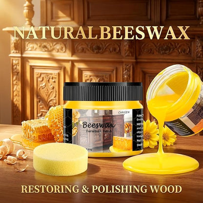 CARGEN Beeswax Furniture Polish, Wood Seasoning Beeswax for Furniture Wood Polish for Floor Tables Chairs Cabinets for Home Furniture to Protect and Care 1pcs Wood Wax and Sponge.