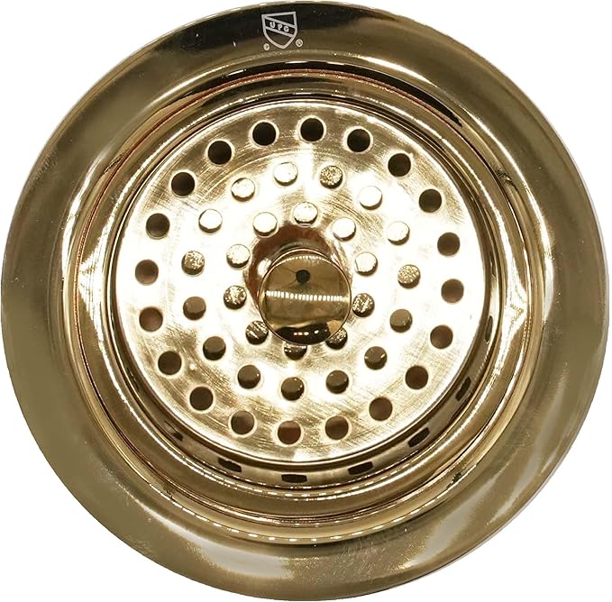 Westbrass A214-01 3-1/2" Post Style Large Kitchen Sink Basket Strainer, Polished Brass