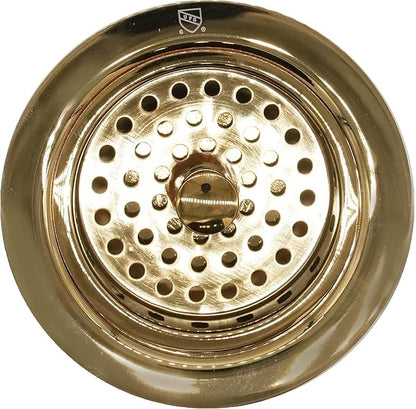 Westbrass A214-01 3-1/2" Post Style Large Kitchen Sink Basket Strainer, Polished Brass