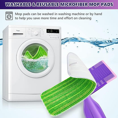 Reusable Mop Pads Compatible with Swiffer Wet Jet, Wet Jet Pads Refills for Swiffer Mop, Microfiber Replacement Pads for Hardwood Floor Cleaning, Dry Wet Mopping Cloths for 12" Wet Jet Refill, 6 Pack