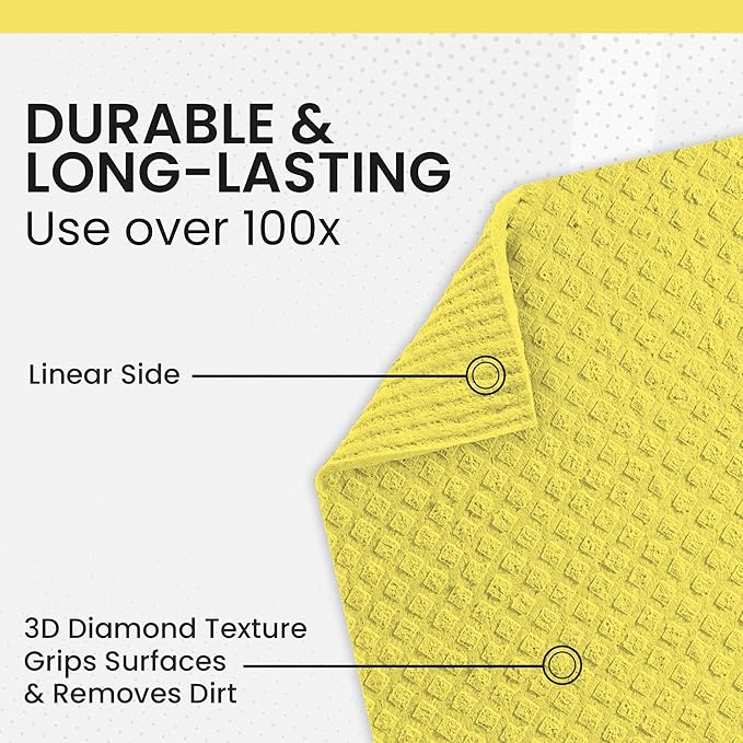 Swedish DishCloths - 10 Pack (Yellow), (German Material) Reusable Cellulose Sponge Cloth for Kitchen - Household, Highly Absorbent, No-Odor Dishcloth