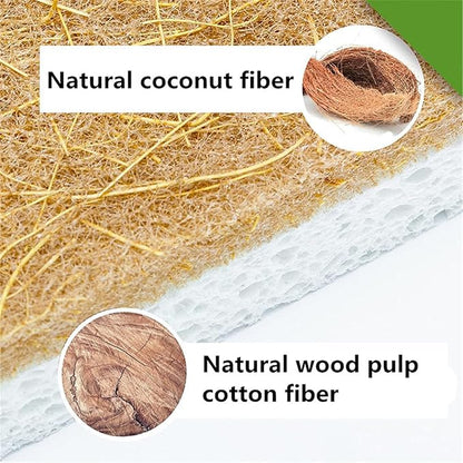 12 Pack Natural Cellulose Biodegradable Sponges, Non Scratch Kitchen Cleaning Sponge, Eco Friendly Coconut Fiber and Wood Cellulose Scrubber Sponge, Household Cleaning Sponges for Kitchen Dishwashing