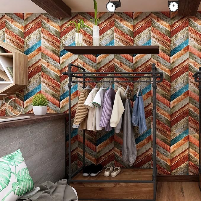 Peel and Stick Wallpaper Wood Panel Wall Paper - 17.5 x 300 Inch Self Adhesive Wallpaper Peel and Stick, Easy to Paste Wall Contact Paper for Stand Liner, Table and Door Makeover Decor