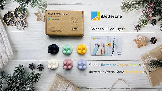 iBetterLife 6Pcs Toothbrush Holders Wall Mounted - Self-Adhesive to Mirror for Clipping & Hanging Shower Razor Towel Plug Cable Key, Utility Hooks for Home Bathroom Kitchen Office Dorm Room Essentials