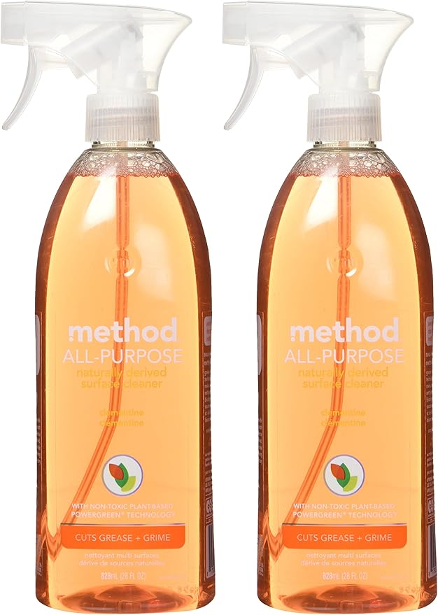 Method All-Purpose Cleaner Spray, Clementine, Perfect for Most Counters, Tiles, Stone, and More, 28 oz Spray Bottles, (Pack of 2)