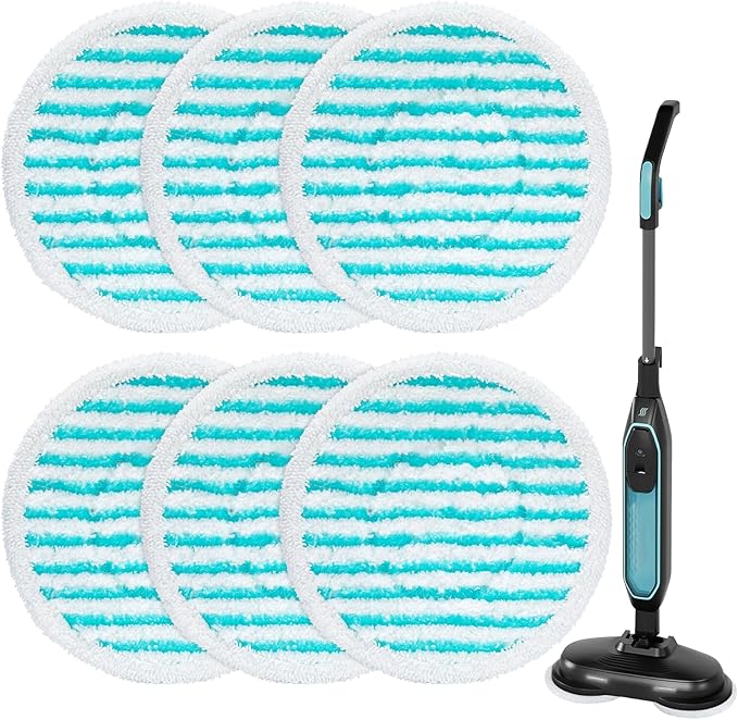 iSingo 6 Pack Mop Pads Replacement Compatible with Pursteam ScrubMaster Steam Mop Cleaner, Washable & Resuable Microfiber Mop Head Refills