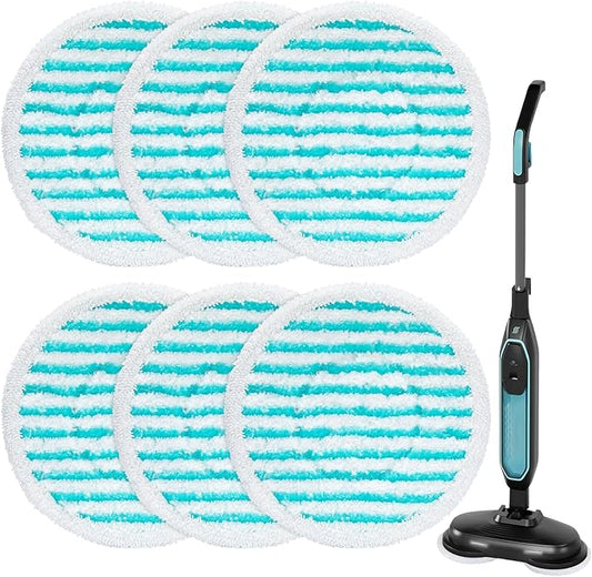 iSingo 6 Pack Mop Pads Replacement Compatible with Pursteam ScrubMaster Steam Mop Cleaner, Washable & Resuable Microfiber Mop Head Refills