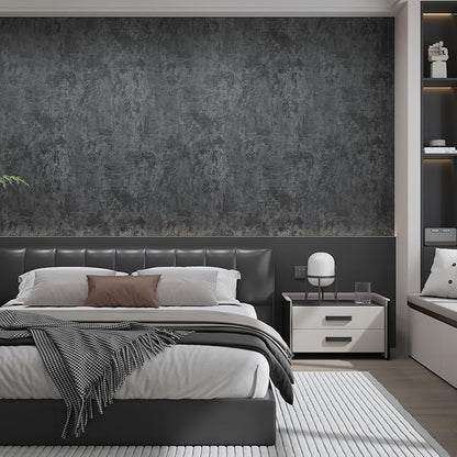 48"x79" Wide Dark Grey Black Concrete Wallpaper Peel Stick Black Concrete Contact Paper Self Adhesive Removable Waterproof Matte Textured Industrial Cement Wall Sticker for Kitchen Bedroom