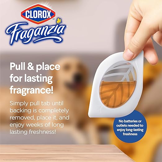 Clorox Fraganzia Small Rooms Air Freshener, Vanilla Honeycomb Scent - Peel & Place Air Freshener, No-Plug, Battery-Free for Closets, Laundry Room, Entry Way, Bathroom, 0.25 Fl Oz Each, 24 Count