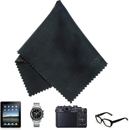 Eco-Fused Blue/Black Microfiber Cloth - 6x7 Inch - 12 Pack - Glasses & Lens Cleaning